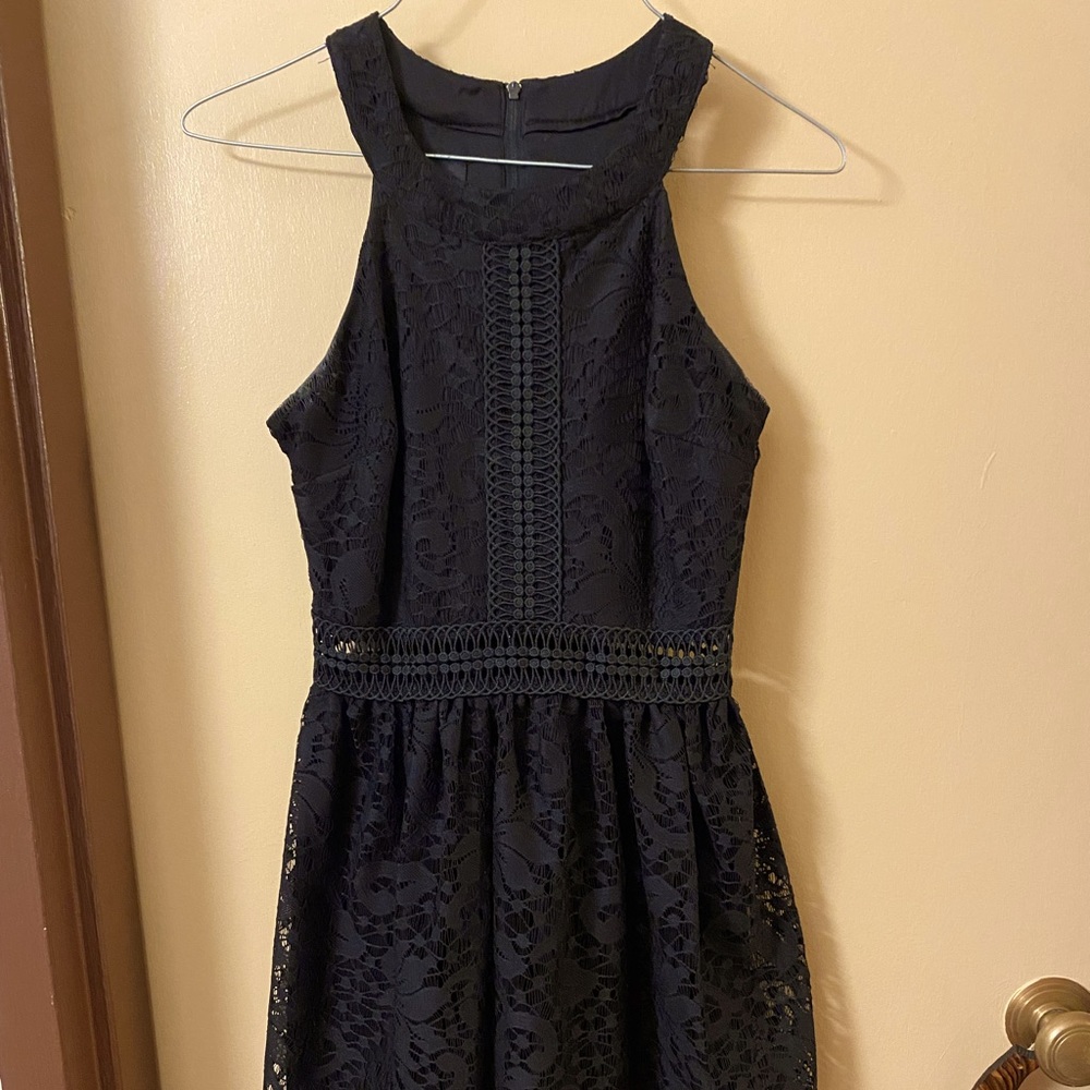 Black Lace Halter Dress